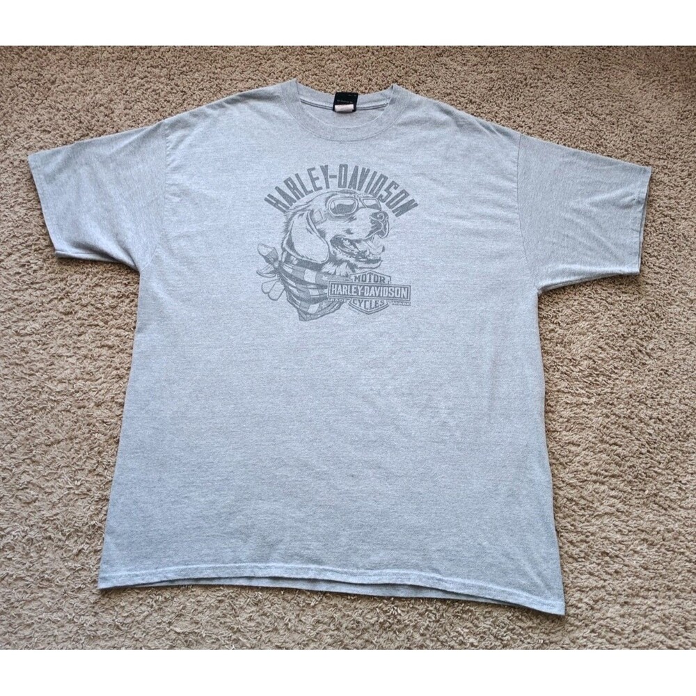 Harley Davidson T-Shirt Men's 2XL Gray Biker Dog Atlantic City NJ Graphic Tee